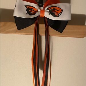 Orange and Black OSU Beavers Bow Clip School Spirit Cheerleader